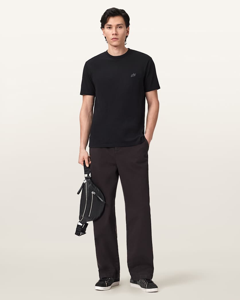 Cipher Embroidered Crew Neck T-Shirt Jet Black | ALLSAINTS